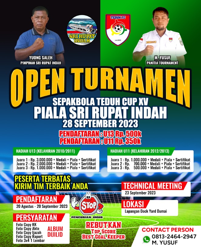 Ayo Daftar Turnamen Sepakbola Teduh XV Piala Sri Rupat Indah