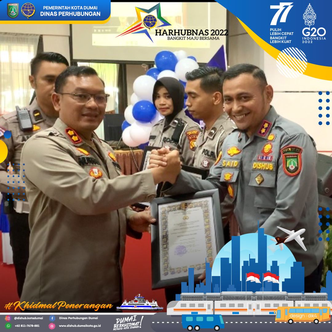 Di Hari Lalu Lintas ke-67, Dishub Dumai Terima Penghargaan dari Polres Dumai