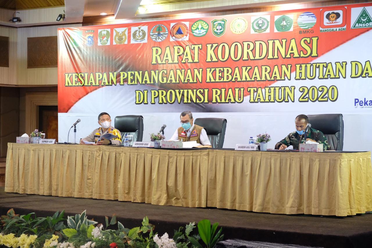 Polda Riau Gelar Rapat Koordinator Kesiapan Penanganan Kebakaran Hutan dan Lahan 2020