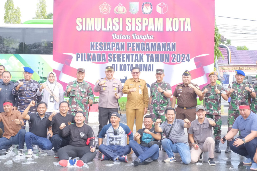 Dandim 0320/Dumai Hadiri Simulasi Sispam Kota Untuk Pengamanan Pilkada Serentak 2024