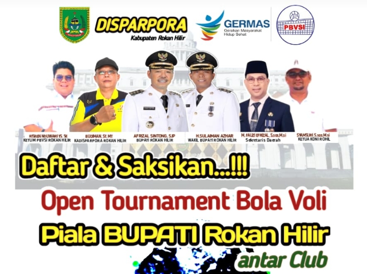 Ketua KONI Rohil Samsuri Dukung Open Turnamen Bola Voli Bupati Cup 2023