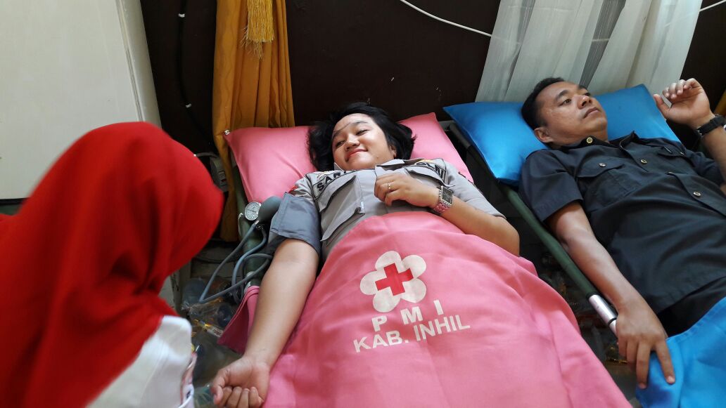 Meriahkan HUT Bhayangkara Ke-71, Polres Inhil Taja Donor Darah