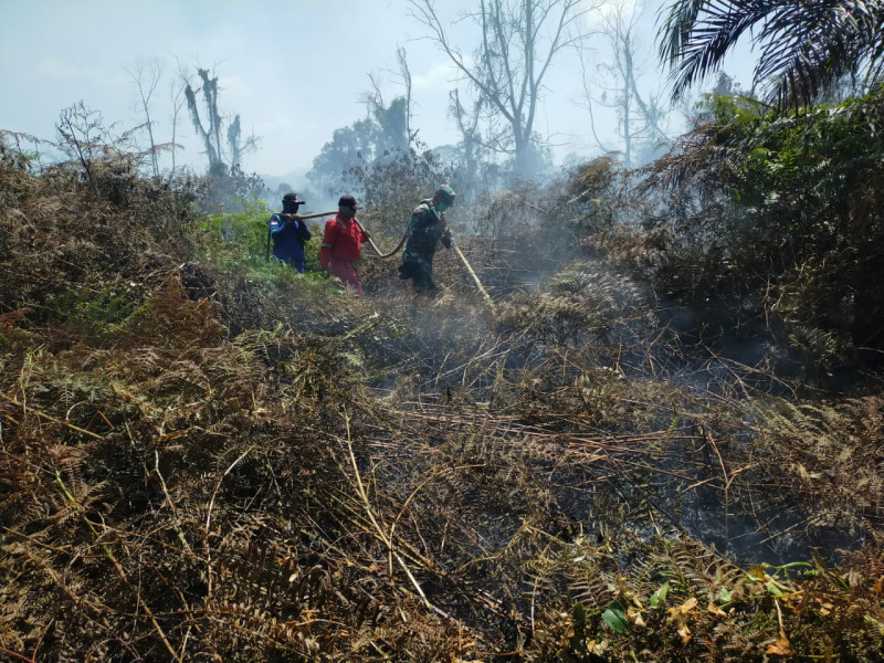 Danramil 03/SS Kapten Inf Hendra Darma Pimpin Pemadaman Karhutla di Bangsal Aceh