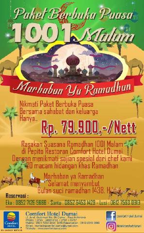 Marhaban ya Ramadhan.. Hotel Comfort Dumai Mengucapkan Selamat Menunaikan Ibadah Puasa 1 Ramadhan 1438 H/2017 H